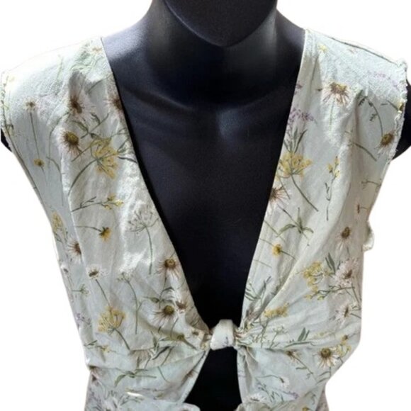 H&M brown floral knot and cutout mini dress size US M - Picture 3 of 11